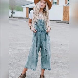 The bird nest denim overalls M